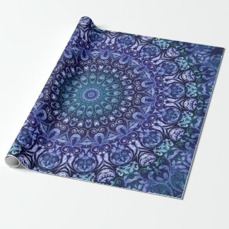 Elegantes Royal Blue Floral Damask Muster Geschenkpapier