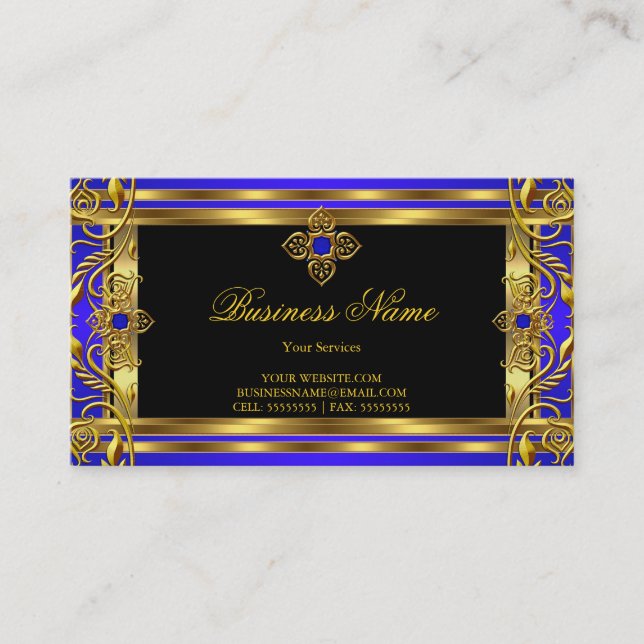 Elegantes Royal Blue Gold Visitenkarte (Vorderseite)