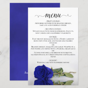 Elegantes Royal Blue Rose Budget Wedding Menu