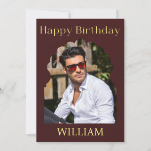 Elegantes Royal Burgundy Modernes Foto Geburtstag Karte