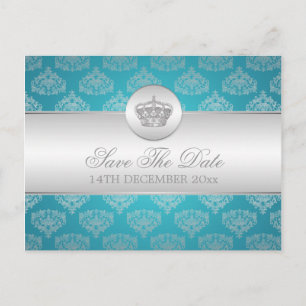 Elegantes  Royal Crown Blue Ankündigungspostkarte