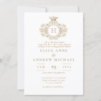 Elegantes Royal Gold Monogram Wappen Wedding