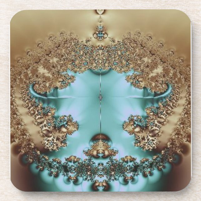 Elegantes Royal Gold und Aqua Getränkeuntersetzer (Vorderseite)