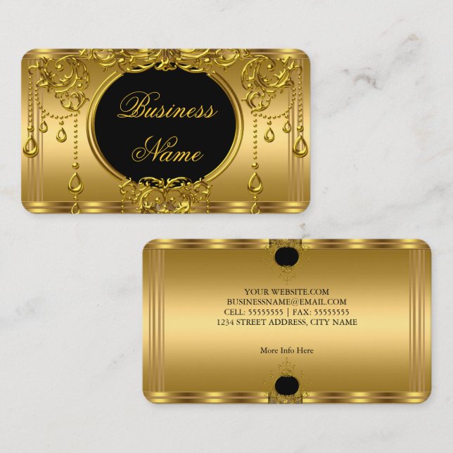 Elegantes Royal Gold und Black Visitenkarte (Vorne/Hinten)