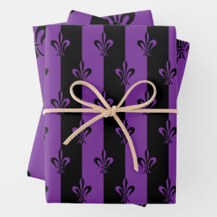 Elegantes Royal Lila Lilie Wrapping Paper Geschenkpapier Set