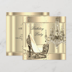 Elegantes Royal Sepia Gold Cream Chandelier Party Einladung