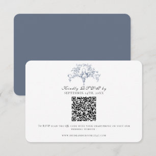 Elegantes RSVP-Französisch-Toile Marineblau und we RSVP Karte