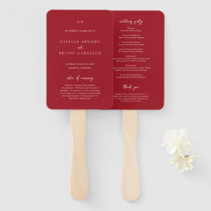 Elegantes Rubintotes Modernes Hochzeitsprogramm Fächer