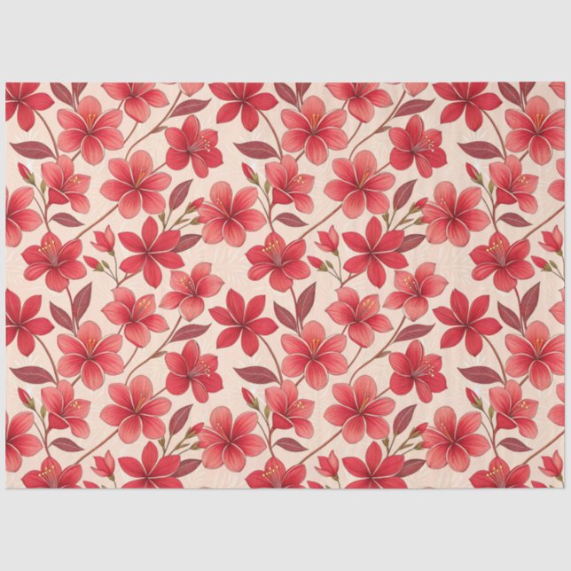 Elegantes Ruby-Blütenmuster Seidenpapier (Vorderseite)