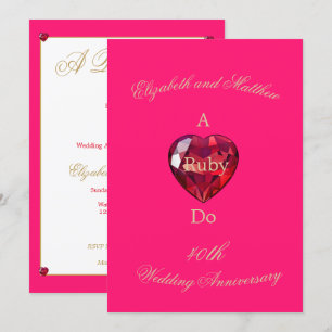 Elegantes Ruby Do 40. Hochzeitsjubiläum Einladung