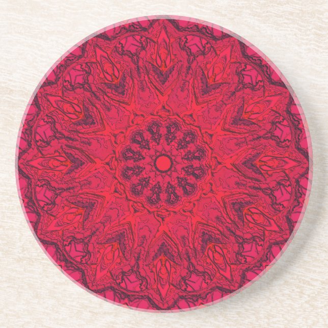 Elegantes Ruby Red Intricate Imitate Glass Getränkeuntersetzer (Vorne)