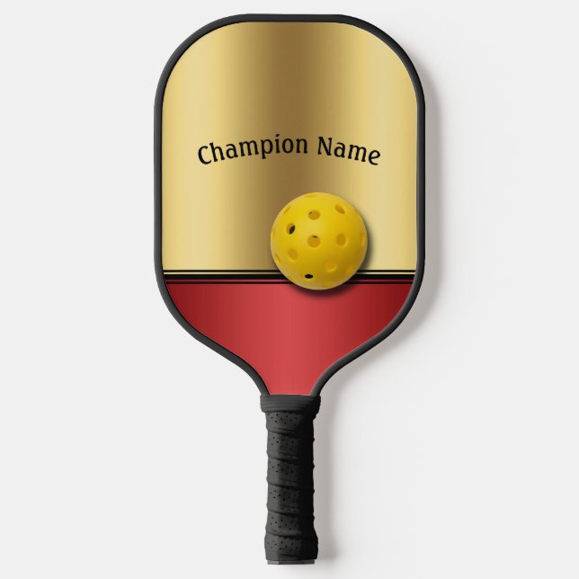 Elegantes Ruby und Gold Design personalisieren Pickleball Schläger (Vorderseite)