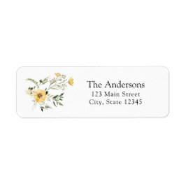 Elegantes Rückgabeadresse-Label für gelbe Wildblum
