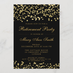 Elegantes Ruhestand Party Goldenes Tessin Einladung
