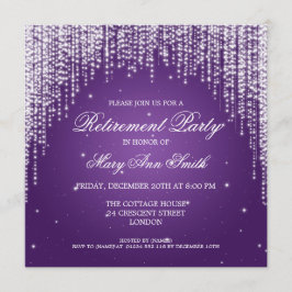 Elegantes Ruhestand Party Night Dazzle Lila Einladung
