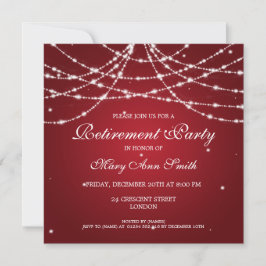 Elegantes Ruhestand Party Stars Red Einladung