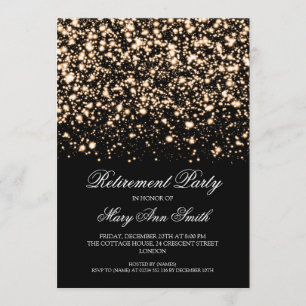 Elegantes Ruhestands-Party-Goldmitternachtszauber Einladung