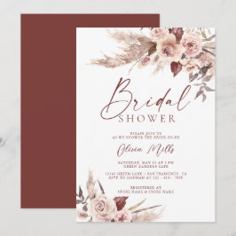 Elegantes Rust Champagne Pampas Boho Brautparty Einladung