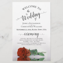 Elegantes Rust Orange Rose Hochzeitsprogramm