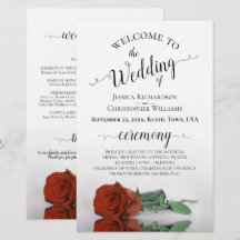 Elegantes Rust Orange Rose Hochzeitsprogramm
