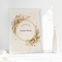 Elegantes Rustic Fall Beige Wedding Guest Book Sig