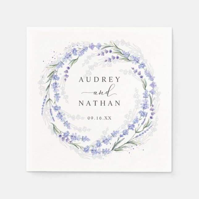 Elegantes Rustic Lavender Wreath Wedding Paper Serviette (Vorderseite)