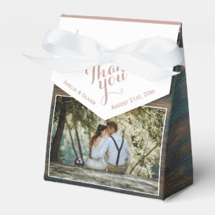 Elegantes Rustic Wood Foto Wedding Vielen Dank Geschenkschachtel