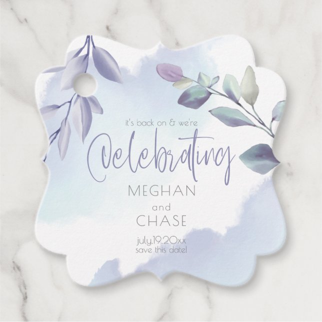 Elegantes Rustikales Aqua Lilac Blätter Geschenkanhänger (Vorderseite)