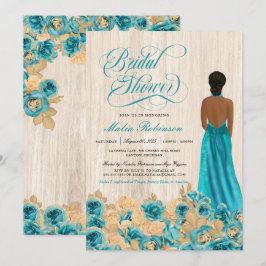 Elegantes rustikales Aquamarines Blue Rose & Gown  Einladung