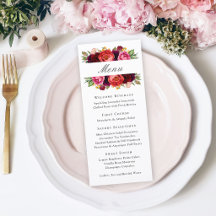 Elegantes rustikales Blumen-Event-Menü