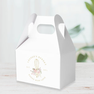 Elegantes rustikales Blumenlogo für die Heimbäcker Geschenkschachtel