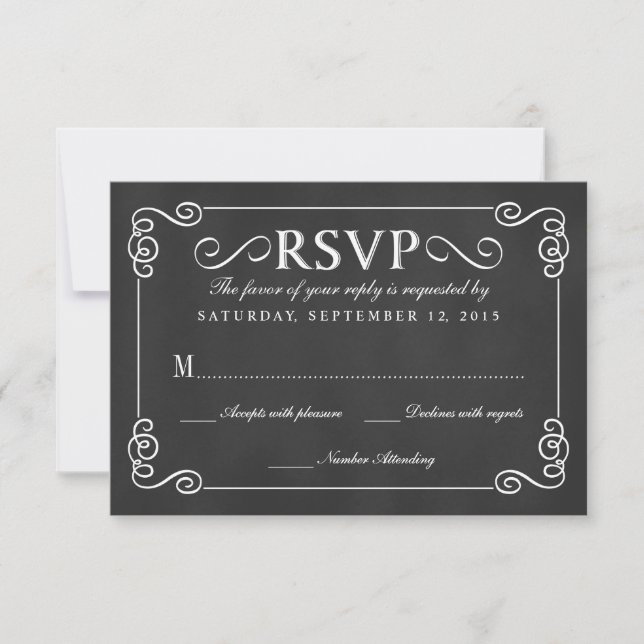 Elegantes Rustikales Chalkboard Wedding RSVP Karte (Vorderseite)