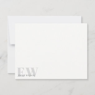 Elegantes Rustikales einfaches Minimal-Grau-Name M Mitteilungskarte