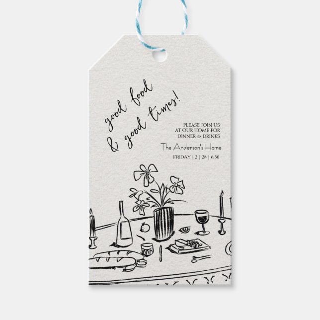 Elegantes rustikales Erntedankessen Geschenkanhänger (Vorderseite)