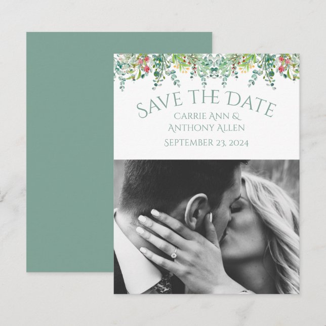 Elegantes rustikales Foto Save the Date (Vorne/Hinten)