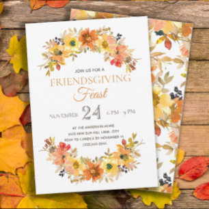 Elegantes rustikales Friendsgiving-Festmahl Einladung