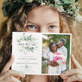 Elegantes Rustikales Grünes Eukalyptus Hochzeitlic Save The Date