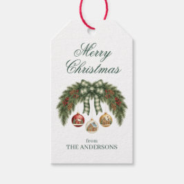 Elegantes rustikales Grünzeug Frohe Weihnachten Geschenkanhänger