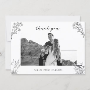 Elegantes Rustikales Hochzeitsfoto Dankeskarte