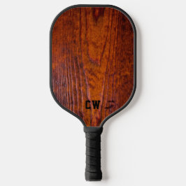 Elegantes rustikales Holz Mit Monogramm Pickleball Schläger