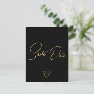 Elegantes rustikales Holz Schwarz und Shiny Save t Mitteilungskarte