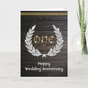 Elegantes Rustikales Holz zum 1. Hochzeitstag Karte