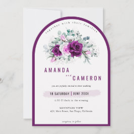 Elegantes Rustikales Lila Blush Foto Hochzeit Einladung