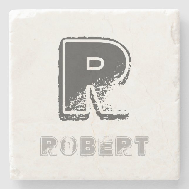 Elegantes, rustikales Monogramm-Template Stilvoll Steinuntersetzer (Vorderseite)