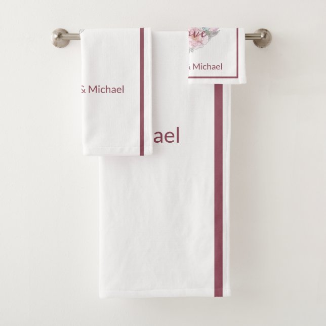 Elegantes rustikales rosa Modernes Chic Badhandtuch Set (Insitu)