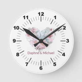Elegantes rustikales rosa Modernes Chic Runde Wanduhr