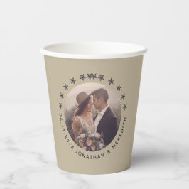 Elegantes Rustikales Taupe Personalisiertes Foto H Pappbecher