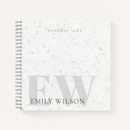 Elegantes rustikales Terrazzo Stone Gray Name Mono Notizbuch