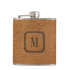 Elegantes rustikales Vintages, modernes Ledermonog Flachmann