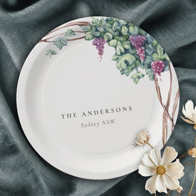 Elegantes, rustikales Weinkeller Grapevine Foliage Pappteller (Von Creator hochgeladen)